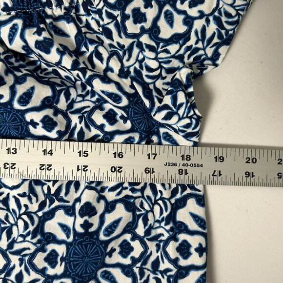 Vineyard Vines Off The Shoulder Mini Dress Womens S Blue White Tile Medallion - Picture 8 of 10